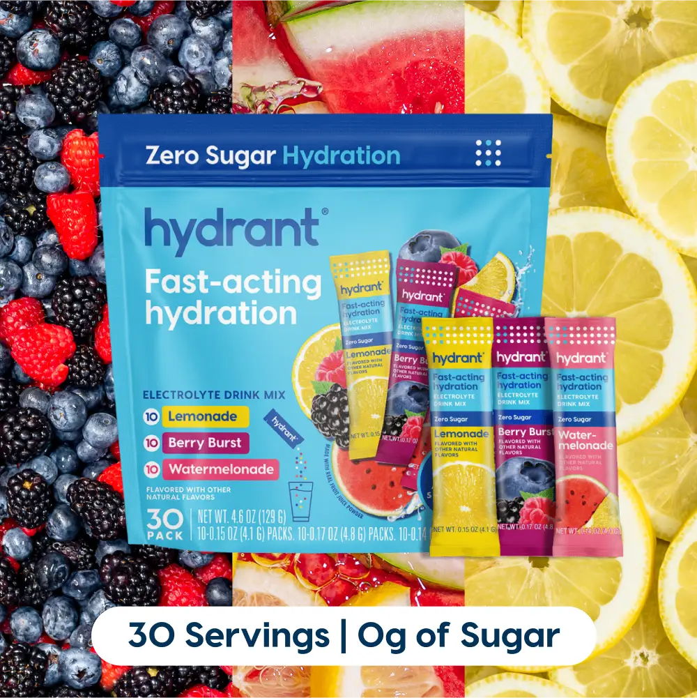 HYDRANT Sugar-Free Electrolyte Drink Mix Variety Pack - 30 Sticks | No Stevia, R...