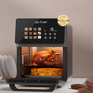 10QT Large Air Fryer Oven For Kitchen Countertop Use, Smart Convection Ovens,AirFryer With Glass View Window,Fryer Liners,Removable Door-Black
