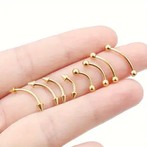 8pcs Eyebrow Piercing Jewellery Curved Barbell Small Eyebrow Ring Vertical Lip Lip Jewellery Ear Hooks Belly Button Small Belly Button Ring (Ladies Men) 20g 16g 6mm/8mm/10mm/12mm