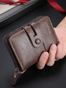 Father's Day Gifts, Men's Minimalist Casual Plain Zipper Short Wallet, Multi Card Slot Multi Functional Wallet, Fashionable Wallet for Daily Use, Durable Fashion Wallet