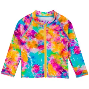 Kids UPF 50+ Long Sleeve Zipper Rash Guard Swim Shirt | "Impressions"