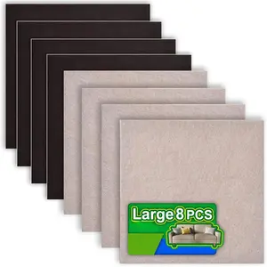 8 Pack - 2 Colors Self Adhesive Square Furniture Felt Pad Surface Protector for Hardwood, Tile, Laminated Floor - Cut into Any Shape