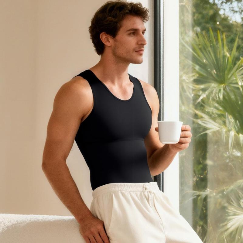 Nebility Men’s Silky Soft Compression Shapewear Tank, Slimming Body Shaper Vest with Waist & Chest Support, Stretchy, Odor-Resistant, Breathable Muscle Tank for Daily Comfort, Menswear, Tanktop