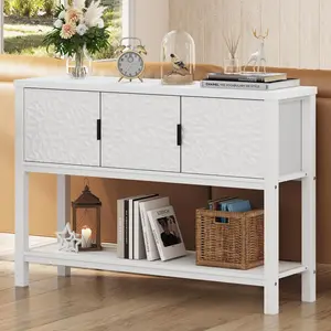 Console Sofa Table, Modern Entryway Table with Shelves, Couch Table with Storage for Hallway Dining Living Room (47.24 Inch Wide, White Oak)