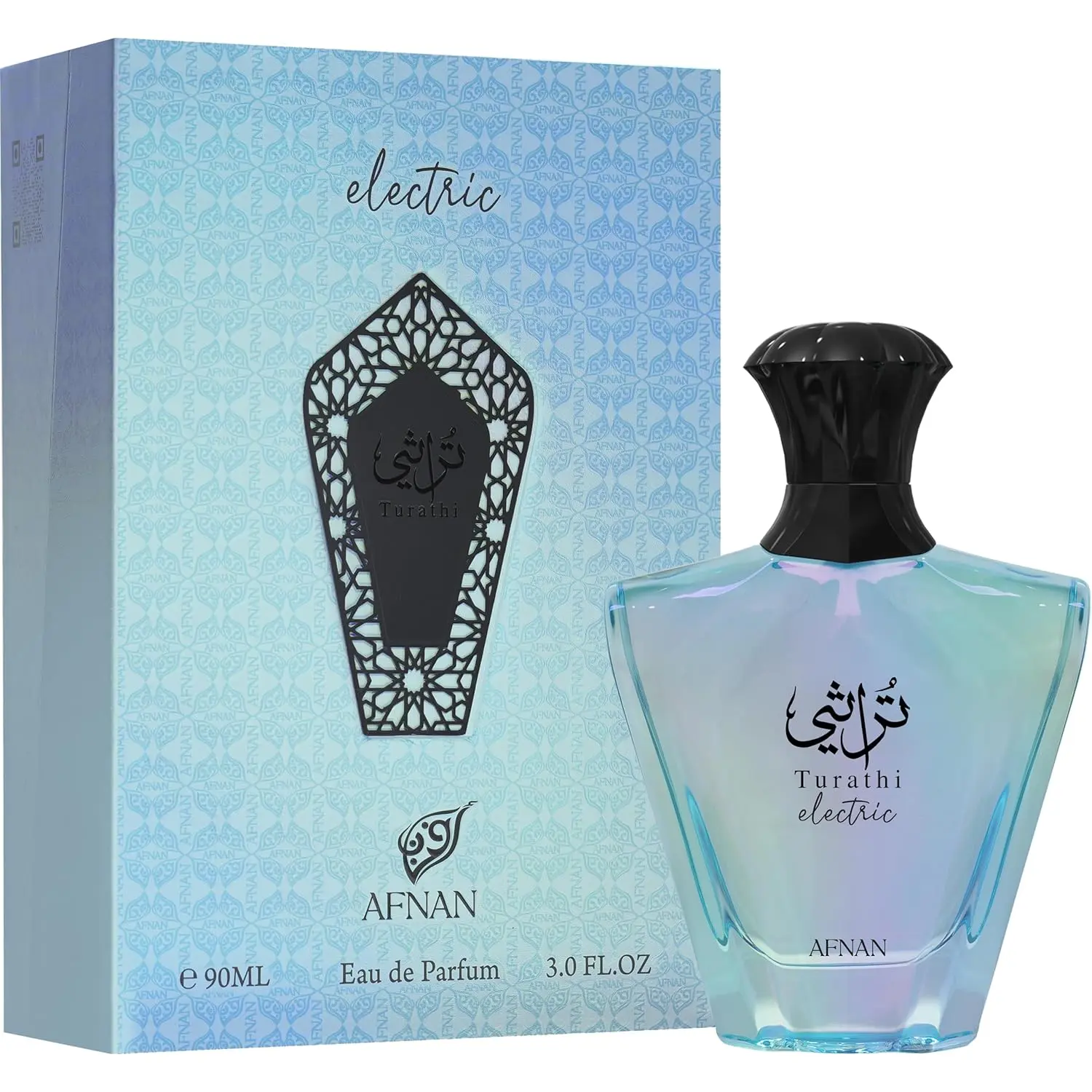 Afnan Turathi Electric Unisex Eau de Parfum - 3.0 Fl. Oz (90 ml) with Bergamot, Pink Grapefruit, Vanilla Notes for Daytime, Evening Use
