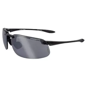 Crossfire ES4 Safety Glasses with Shiny Black Frame Silver Mirror Lens UV Protection Adjustable Nosepiece ANSI Z87.1+ Standards