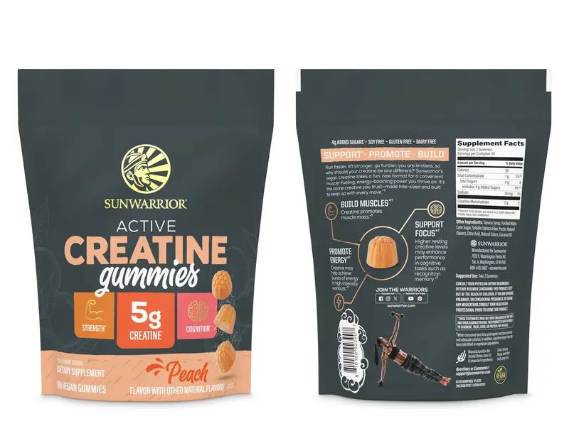 Creatine Monohydrate Gummies 5g per Serving for Muscle Growth, Strength, Recovery, and Energy Supports Brain Focus and ATP Production No Mixing Required Workout Supplement | Peach Flavored 30 Servings