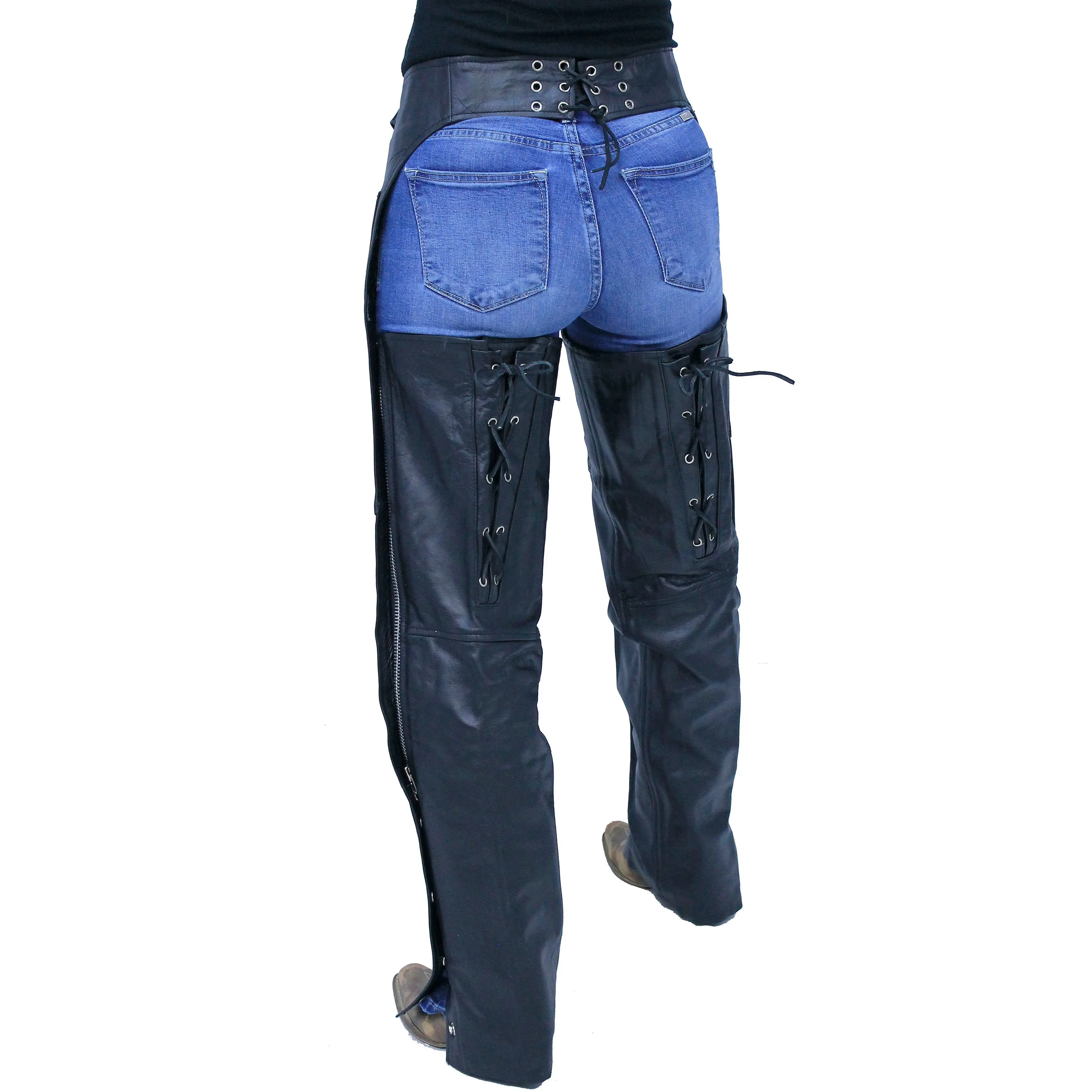 Leather Chaps w/Adjustable Lace Thigh #C1115L (XS-M,2X-5X)
