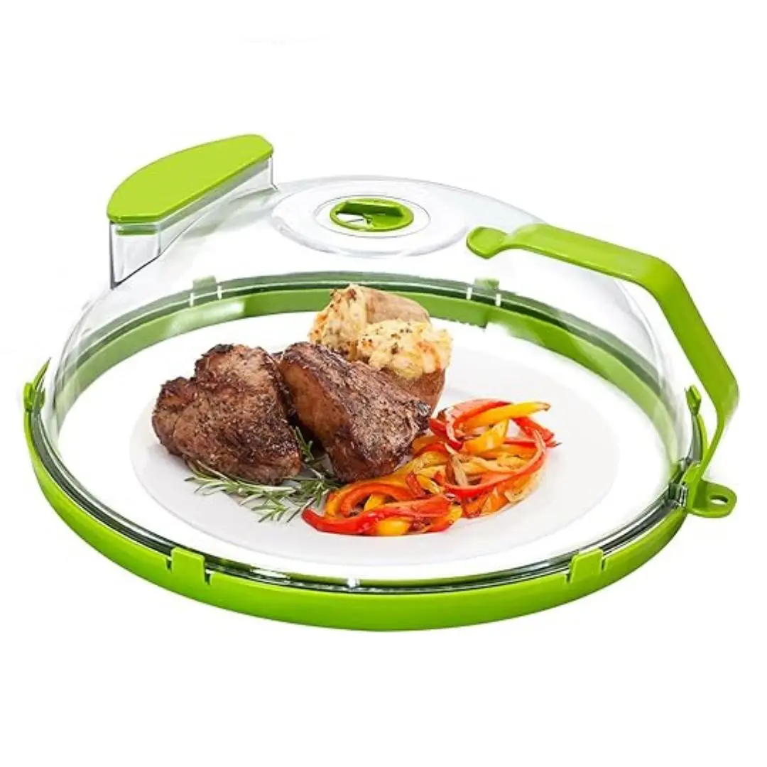 12 Inch Plastic Microwave Splatter Cover with Handle Water Storage Box, Microwave Cover for Food, Adjustable Steam Vents Holes , Kitchen Utensils