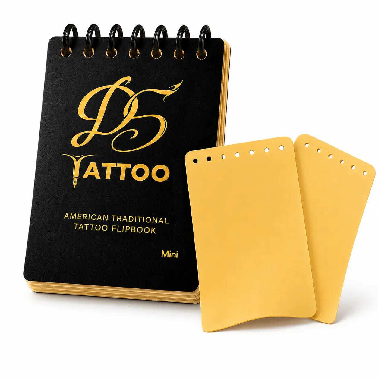 D5Tattoo Premium Microblading Ultra-Slim Devil Horn Lock-Ring Mini Flipbook - 10 Sheets 1mm Silicone Skin, 4x6in Pocket Edition, 1.0cm Top Margin, 6-Hole Even Distribution, Removable Ring, Portable Tear-Resistant Training Portfolio for PMU Artists