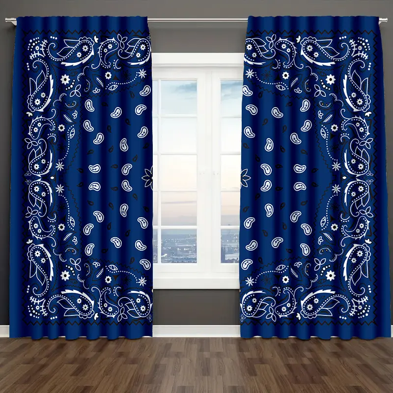 2pcs of Vintage Patterned Art Curtains 2pcs of Vintage Patterned Art Curtains