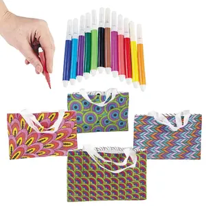 11" x 7" Color Your Own Medium Doodle Canvas Tote Bags with Markers for 12