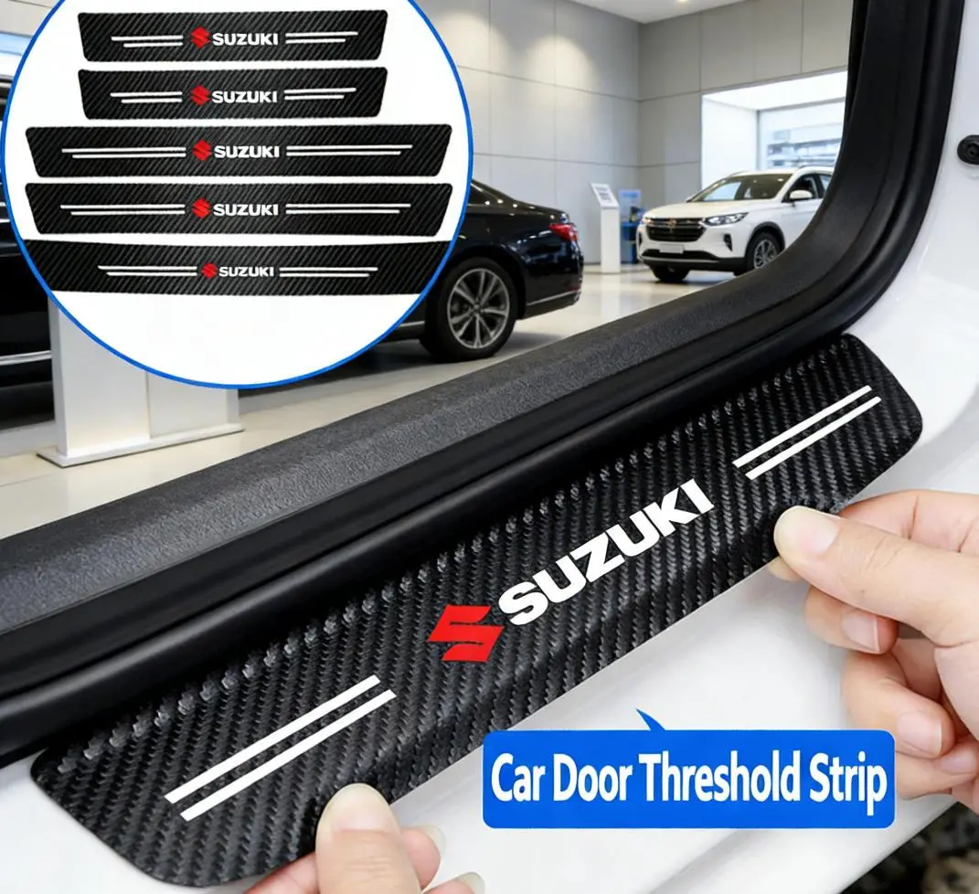 For Suzuki Swift Jimny Ignis Alto SX4 Carbon fiber automotive parts car threshold stickers