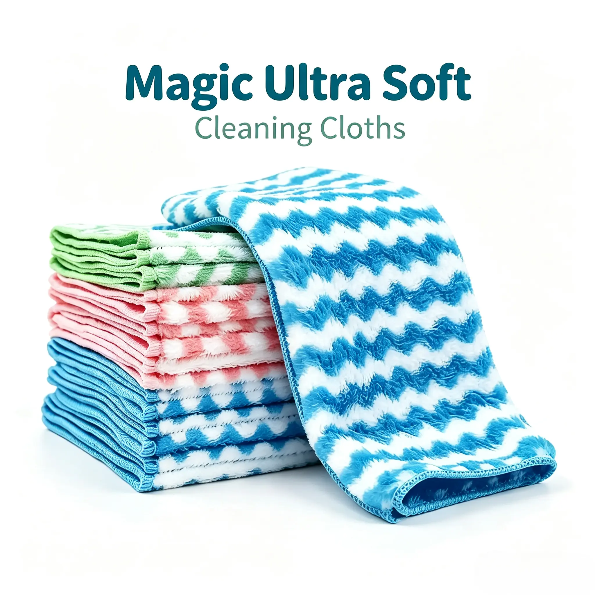 10-Pack/20-Pack [Mixed Colors] Stripe Synthetic Coral Fleece Cleaning Cloths, 15% Polyamide Microfiber, 10×10in Daily Home Kitchen Supplies, Super Soft Absorbent Lint-Free Reusable Durable, for Electronic Products & Multi-Surface Cleaning (in Bag)
