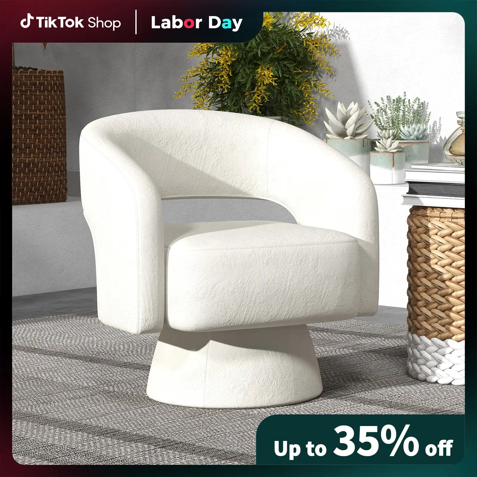 [Restock] Ebello 21.3" Wide swivel chair, modern luxury velvet decorative chair, comfortable round armrests, 360-degree rotating bucket chair, suitabl