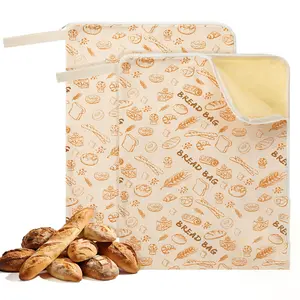 Beeswax Bread Bags, 13"x 17" Extra Large Wide Zipper Access Reusable Beeswax Bag Set for Home Bakers to Keep Fresh Zippered Storage Containers