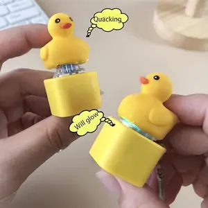 Quacking Duck Keychain & Meowing Cat Keychain Realistic Sound Fidget Toy Press Button Stress Relief Gadget for Adults Kids Cute Animal Noise Maker for Focus Relaxation Viral Stress Relief Toy Will Glow Feature