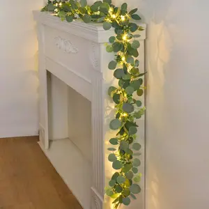 N&T NIETING 6FT LED-Lit Artificial Eucalyptus Leaf Garland – Indoor & Outdoor Christmas, Wedding Decoration (Home Decor Supplies)