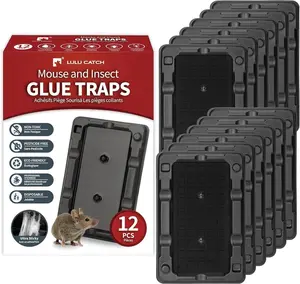 LULUCATCH Mouse & Insect Traps 12 Pack Heavier Sticky Traps with Non-Toxic Glue for Small Mice & Insects Pre-Baited with Peanut Butter Scent Pet Safe Pest Control