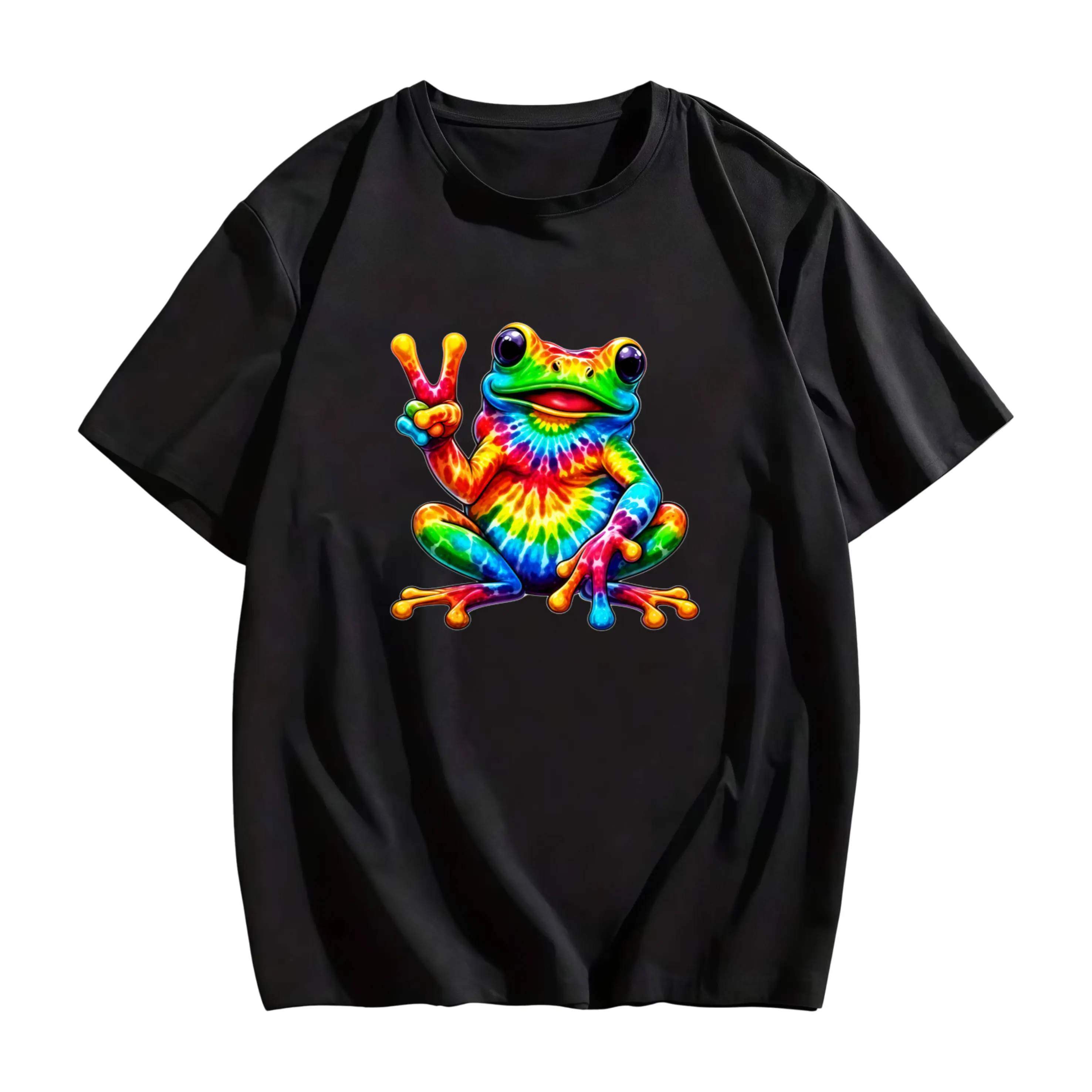 Tie-Dye Frog Peace Sign Hippie T-Shirt