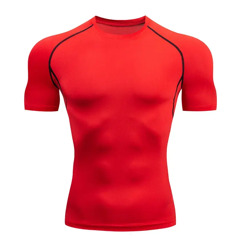 Summer Compression T-Shirt for Men Short Sleeve White T-Shirt Oversized Tops Quick Dry Bodybuilding Gym T Shirt Football Jerseys