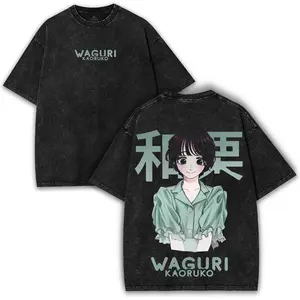 Kaoruko Waguri The Fragrant Flower Blooms With Dignity Tee – Oversized Washed Vintage Anime Shirt with Manga Girl Graphic Back Print | Otaku Collector Drop Basic Button