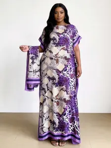 Plus Size Shawl + Scarf Outer Robe Leopard Fashion Dress with Scarf, Women's Clothing, Stylish and Comfortable, Perfect for Everyday Wear