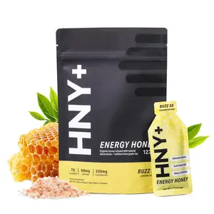 HNY+ Energy Honey – Organic Honey & Sea Salt Pre-Workout with Magnesium & Potassium – Natural Fuel for Running, Cycling & Workouts – 12, 24, 48 Pack