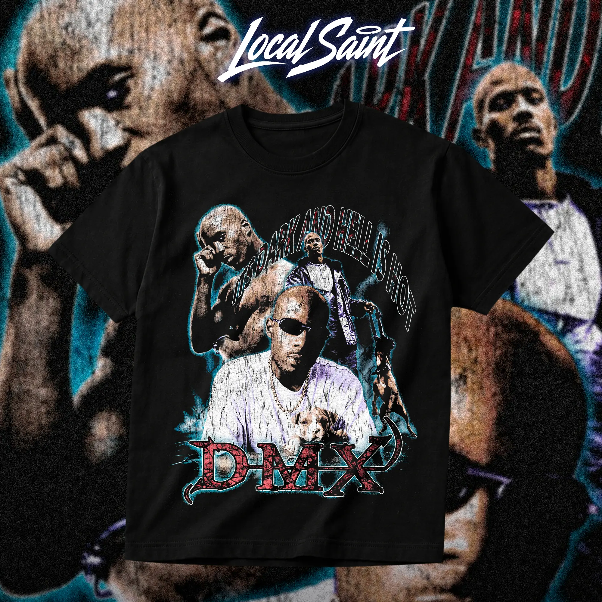 LOCALSAINT DMX Heavy Cotton Unisex Graphic T-Shirt Hoodie, Vintage East Coast Hip-Hop Streetwear Tee, Yonkers Rap-Inspired Crewneck Shirt, Y2K Graphic Apparel, Direct-to-Garment Breathable Print