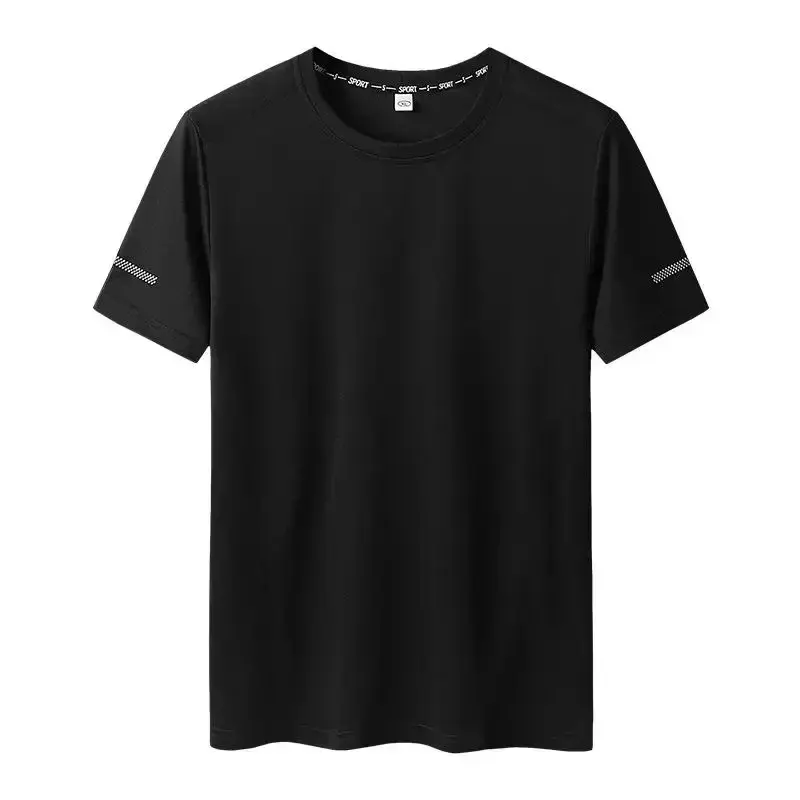 PATELIS Men's Plus Size Oversized T-Shirt, Plain Quick-Drying Polyester Short-Sleeve Round Neck Top, Shortsleeve, Menswear, Machine Wash, Oversized Fit