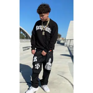 STASHING MONEY SAN JUDAS Classic Straight Leg Style Jeans - BLACK