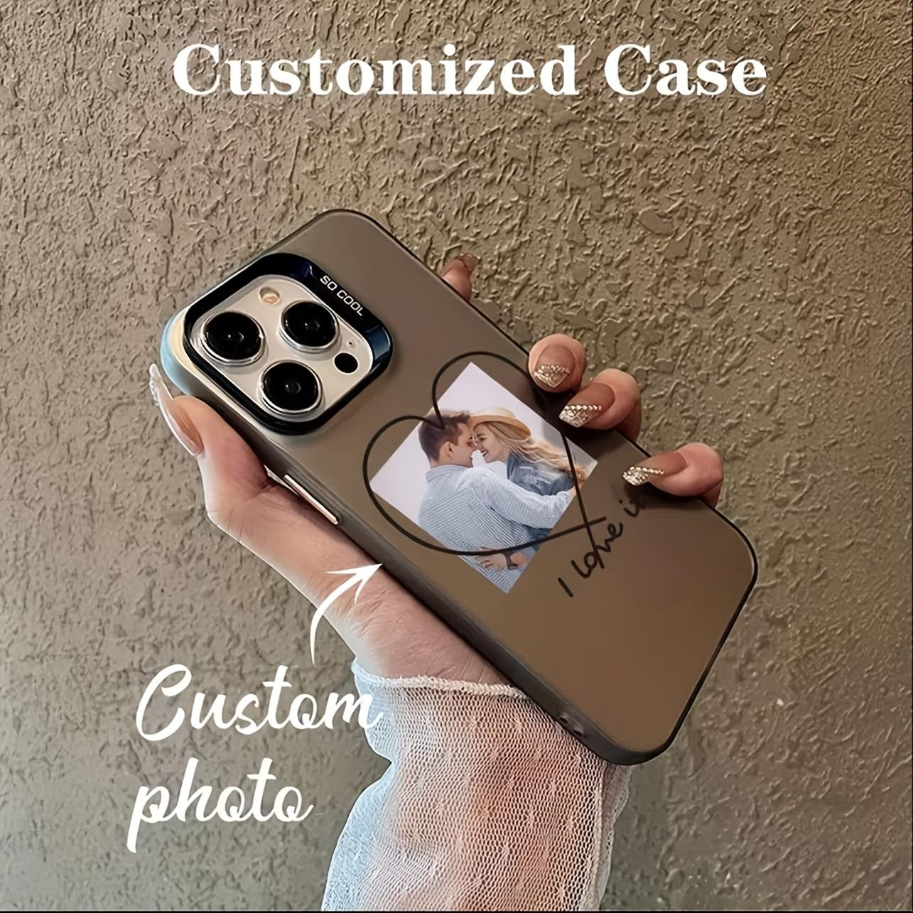 Valentine's Day Exclusive Custom DIY Sexy Sweetheart Photo Transparent Soft Phone Case/Cover, Couple/Family/Baby/Pet Portrait Design for Weddings, Compatible with iPhone 11/12/13/14/15/16/17Pro Max, Vibrant Case - Black