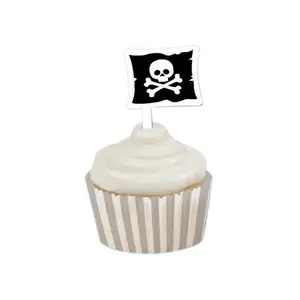 Pirate Party Cupcake Wrappers and Picks Set - 12 Pack (099018) - Pirate Themed Party Supplies