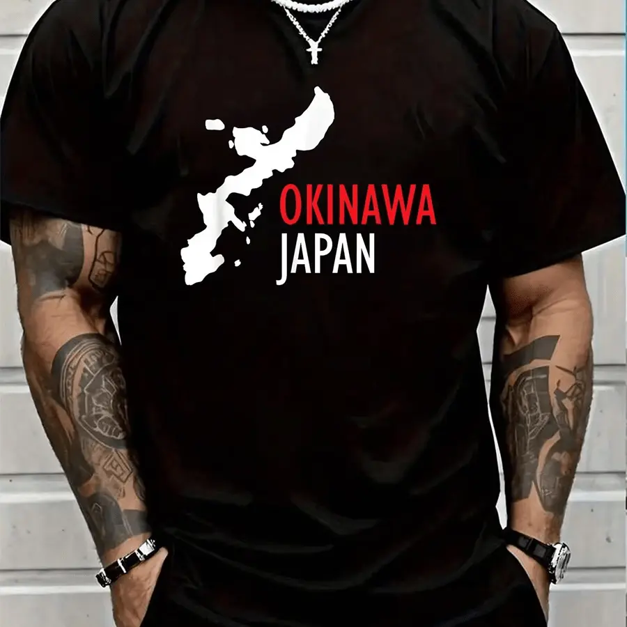 100 Cotton Okinawa Japan Gifts Island Of Okinawa Okinawan T-Shirt Womens Mens Graphic Tee Printed T-Shirt Short-Sleeved