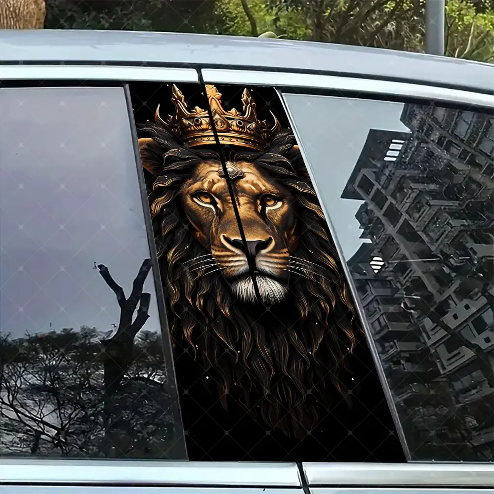 Gold Lion King Car B-Pillar Sticker, Vinyl Decal, Easy Peel & Stick, Sunproof Waterproof Scratch Resistant, Car Decoration, Car Stickers, Car Decals, Stickers For Cars
