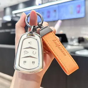 ACEBOY For Cadillac Key Fob Cover - Key Fob Cover Case Holder For 2015-2019 Cadillac Escalade CTS SRX XT5 ATS STS CT6 Superior Soft TPU 360 Degree Full Protection