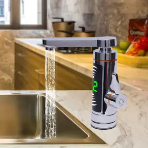 110V Electric Water Heater Faucet, Instant Water Faucet Fast Heating Tap with LED Digital Display, Hot and Cold Dual-use, Rotatable 3000W Electric Faucet for Bathroom Kitchen, IPX4