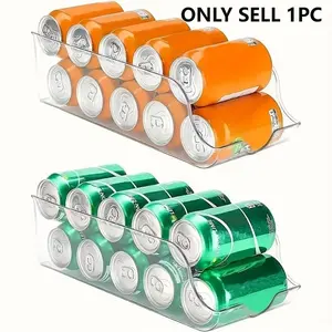 Transparent Plastic Refrigerator Storage Box for Organizing Canned Foods and Beverages, Durable Hand-Washable Solution for Maximum Space Efficiency