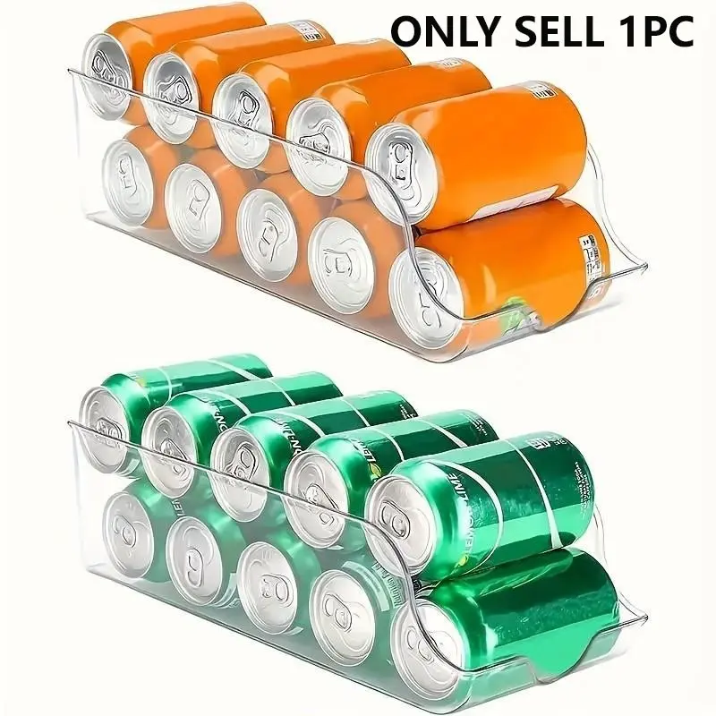 Transparent Plastic Refrigerator Storage Box Organizer for Organizing Canned Foods and Beverages, Durable Hand-Washable Solution for Maximum Space Efficiency