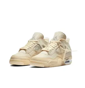 Soft Matte Nubuck Leather Mid-Top Vintage Sneakers Cream Beige Monochrome Square Grid Breathable Mesh Hollow Text Printing Deconstructed Tied Strap Split Cushion Midsole Minimal Neutral Streetwear Board Shoes With Full Original Box