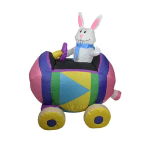 Northlight 4' Inflatable Easter Bunny Driving an Egg Car Decor