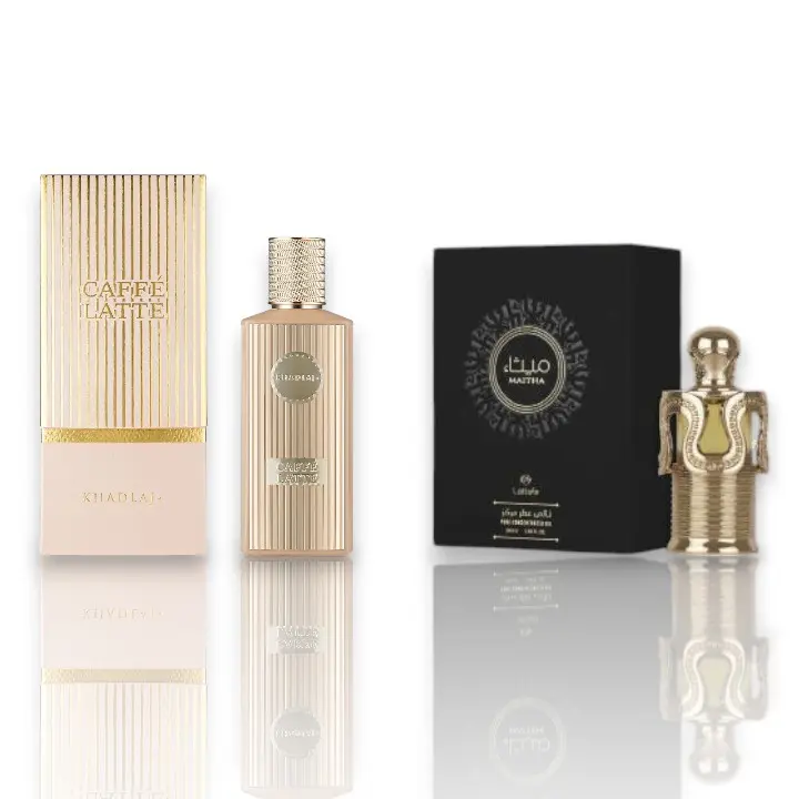 Lattafa Khadlaj Women's 2-Piece Fragrance Set - 3oz Maitha Pure Concentrated Gourmand Vanilla EDP, Caffe Latte Everyday Wear Scent