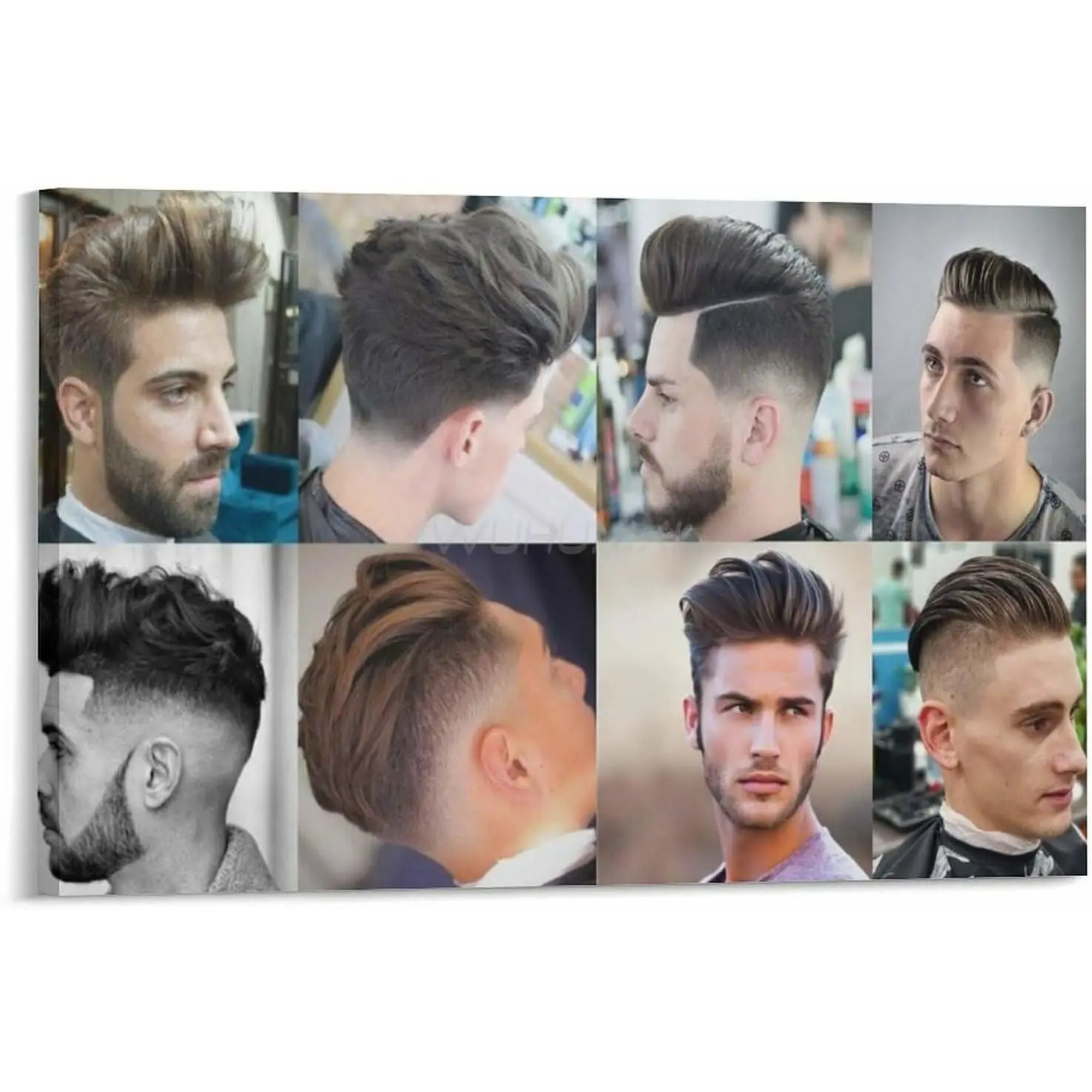 Barber Shop Men's Hairstyle Poster Wall Decoration 3 Canvas Painting Posters And Prints Wall Art Pictures for Living Room Bedroom Decor Colorful Gifts Waterproof Frame-Style Ornaments
