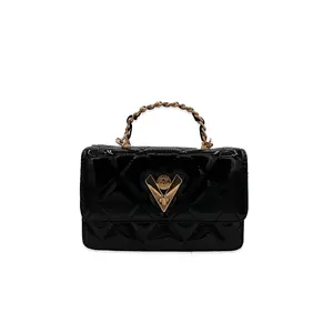 Small Valentino Orlandi Patent Leather Quilted Crossbody Bag