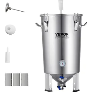 VEVOR Automatic Home Beer Brewer, 3.43 Gal All - in - One Home Brew Machine, 1500W Power Electric Beer Maker Machine with Mash Boil Device, 304 Stainless Steel Inner Tank, Auto Temp Pressure Control