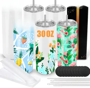 Joyclub Sublimation Tumblers 30 OZ Blank Tumblers for Sublimation Skinny Bulk Double Wall Insulated Cups with Individually Gift Boxed and Shrink Wrap Films for Heat Transfer 6 Pack