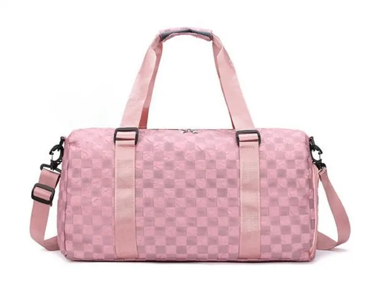 Travel bag women dry-wet separation swimming gym bag large-capacity check-in trolley case hanging bag fashion checked duffel bag Canvas