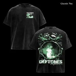 Deftones Shirt – Vintage Washed Oversized Graphic T Shirt, Alternative Metal Band Aesthetic, Green Lightning Dark Art Design, 90s Rock Streetwear Heavy Cotton Unisex Tee, Casual Grunge Style Top, Gift for Deftones Fans