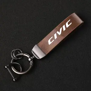 Honda Civic 8th 10th Gen Trinket Keyring, Zinc Alloy Rotating 360 Degrees, High-Grade Leather Car Ring, Keychain Accessories