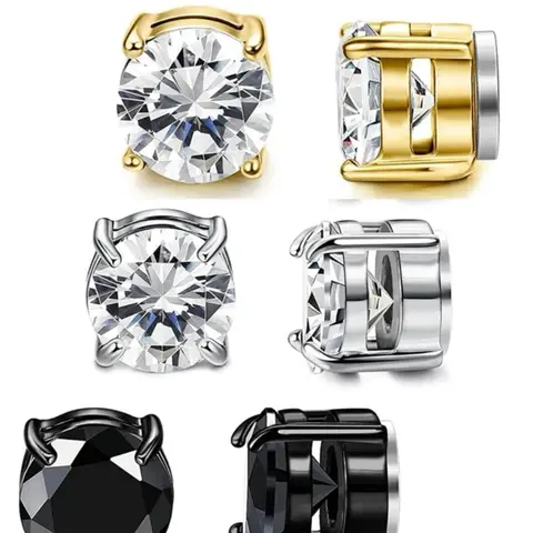 Magnetic Earrings, Stainless Steel Non-piercing Clip-on Earrings, Fashion Jewelry for Men & Women, Trendy Modern Party All-match & Exquisite Jewelry for Birthday Gift